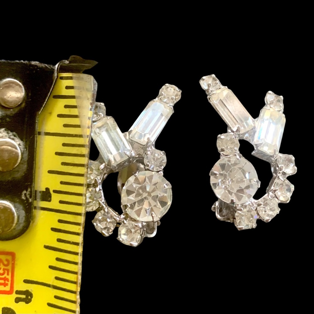 Mid-Century Crystal Clip-on Earring with Cluster Design - Picture 7 of 7
